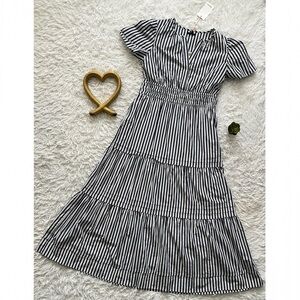 Quince Black and White Striped Maxi Dress